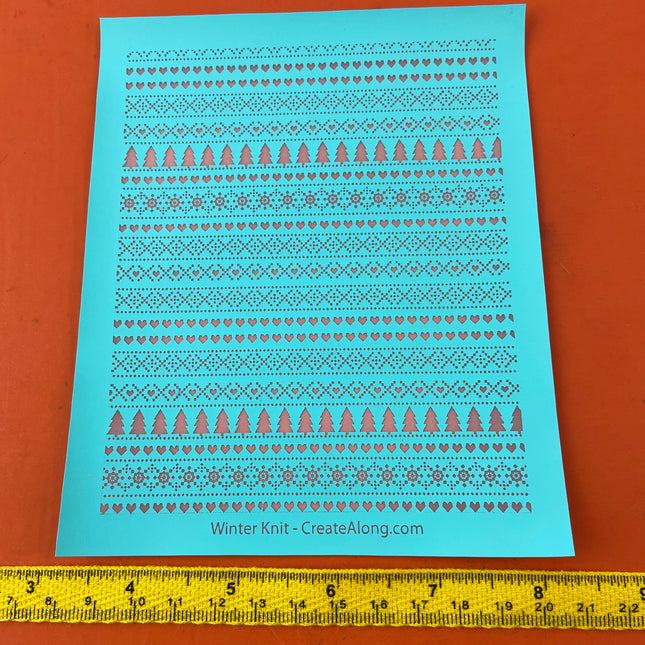 Winter Knit Holiday Christmas trees plants Silk Screen Stencil for Polymer Clay, Art Jewelry, Mixed Media