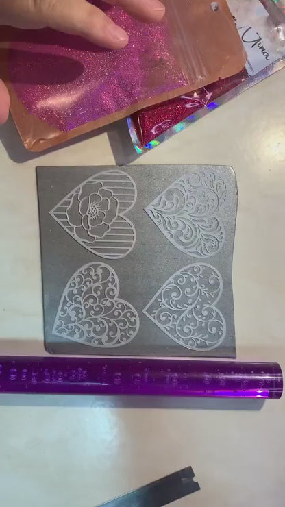 Lovely Hearts Valentines Day Polymer Clay Stencil texture sheet