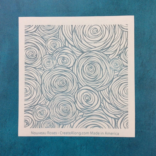 Silkscreen Nouveau and Roses Square Polymer Clay Silk Screen Stencil