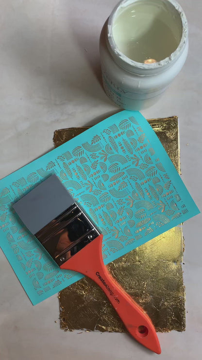 Silkscreen Stencil SLAB Leaves and Rainbows For Polymer Clay And Mixed Media Overall Design