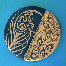 Silkscreen Cindi's Paisley Peacock Borders polymer clay Stencil Pattern - Create Along 