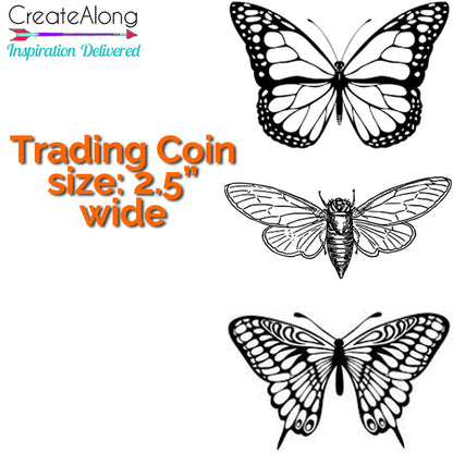Silkscreen Polymer Clay Butterflies Cicada Trading Coins Stencil great for art jewelry and mixed media - Create Along 