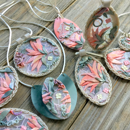 Make a Dimensional Organic Floral Crochet Polymer Clay Slab Online Workshop with Cindi McGee - Create Along 
