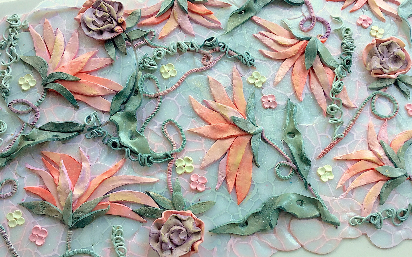 Make a Dimensional Organic Floral Crochet Polymer Clay Slab Online Workshop with Cindi McGee