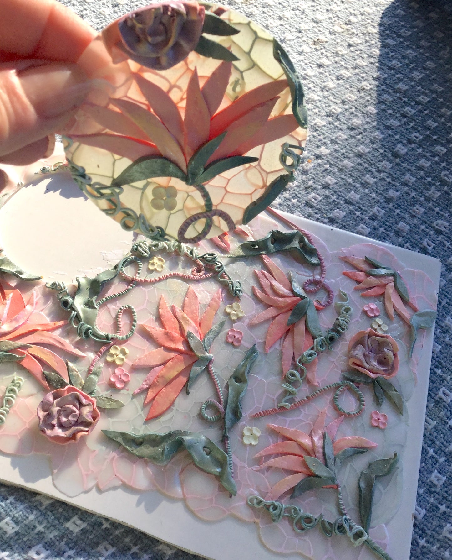 Make a Dimensional Organic Floral Crochet Polymer Clay Slab Online Workshop with Cindi McGee