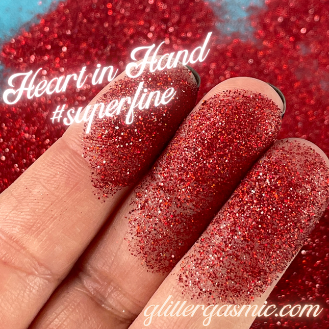 Heart in Hand Deep Red Superfine Glitter for pens candles earrings clay resin mugs slime tumblers nail art 2 oz - Create Along 