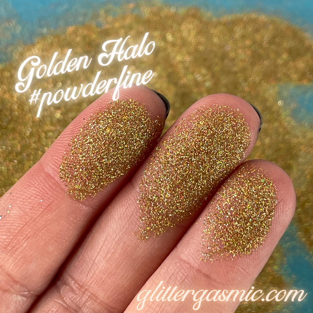 Golden Halo Powderfine Gold Holographic Glitter for pens candles earrings clay resin mugs slime tumblers nail art 2 oz - Create Along 