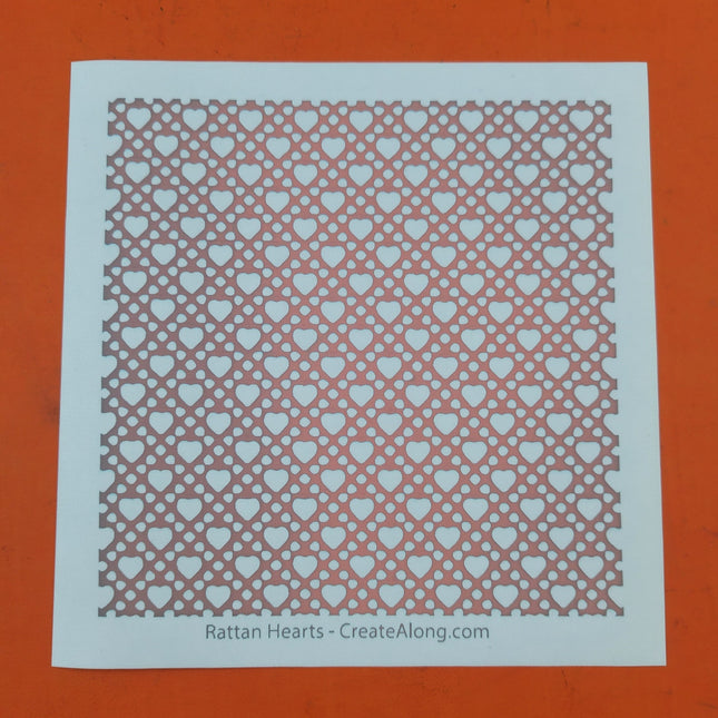 Rattan Hearts Valentines polymer clay silk screen stencil - Create Along 