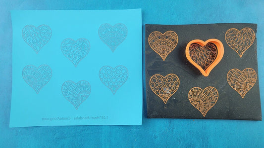 1.25 Heart Mandala Silkscreen Cutter Set Polymer Clay Silk Screen St