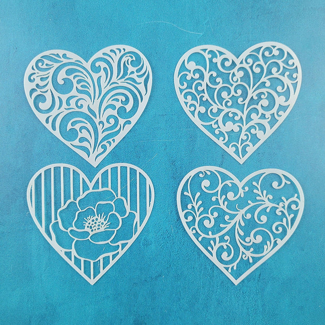 Lovely Hearts Valentines Day Polymer Clay Stencil texture sheet - Create Along 