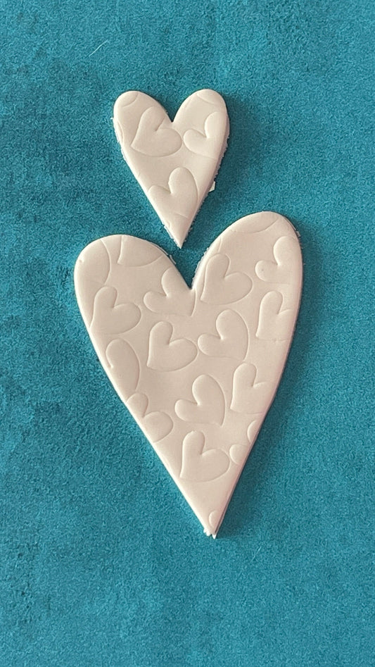 Wonky Heart, Polymer Clay, Stencil, texture
