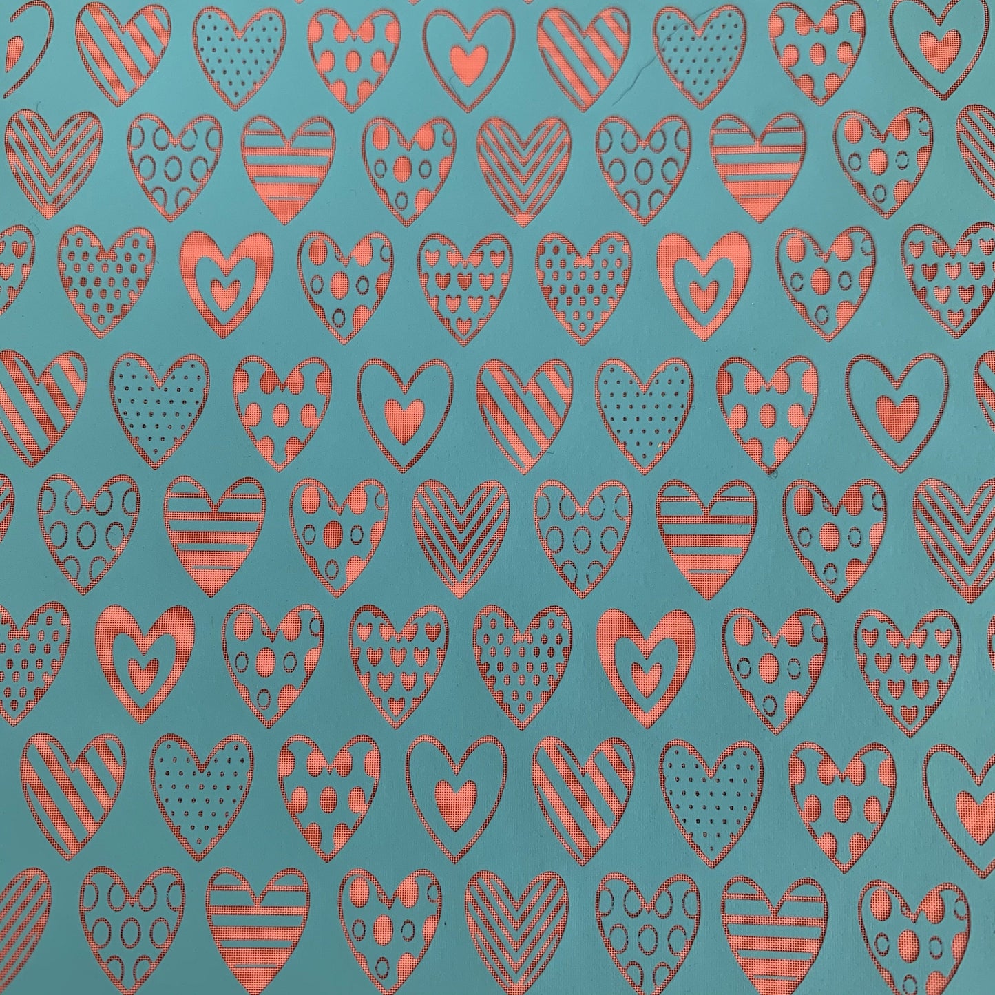 Valentine Silk Screen Heart Deco Stencil For Polymer Clay