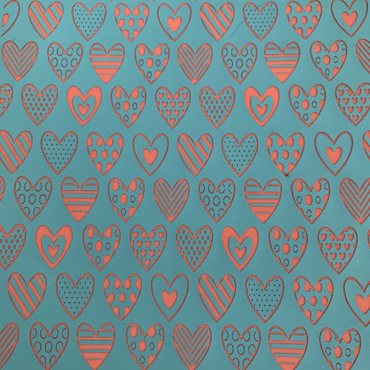 Valentine Silk Screen Heart Deco Stencil For Polymer Clay