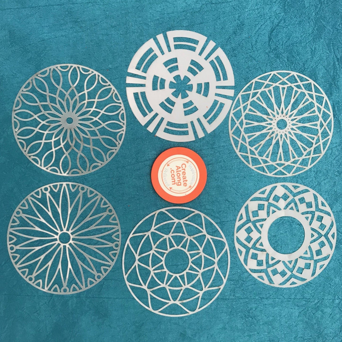 Clay Stencil LARGE Tribal Round Stencils 6 texture mat polymer clay pendant jewelry earrings ceramic paper mixed media gelli plate