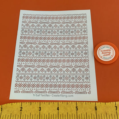 Silkscreen Tribal Textiles Stencil for Polymer Clay, Art Jewelry, and Mixed Media - Create Along 