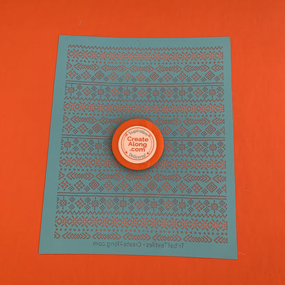 Silkscreen Tribal Textiles Stencil for Polymer Clay, Art Jewelry, and Mixed Media - Create Along 