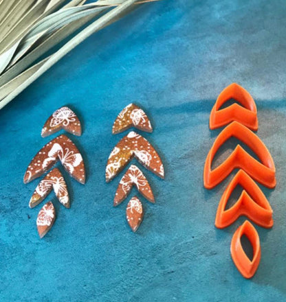 Polymer Clay Cutter Set Long Floral Drop set of 4 nesting dangle earring sharp shapes - Create Along 
