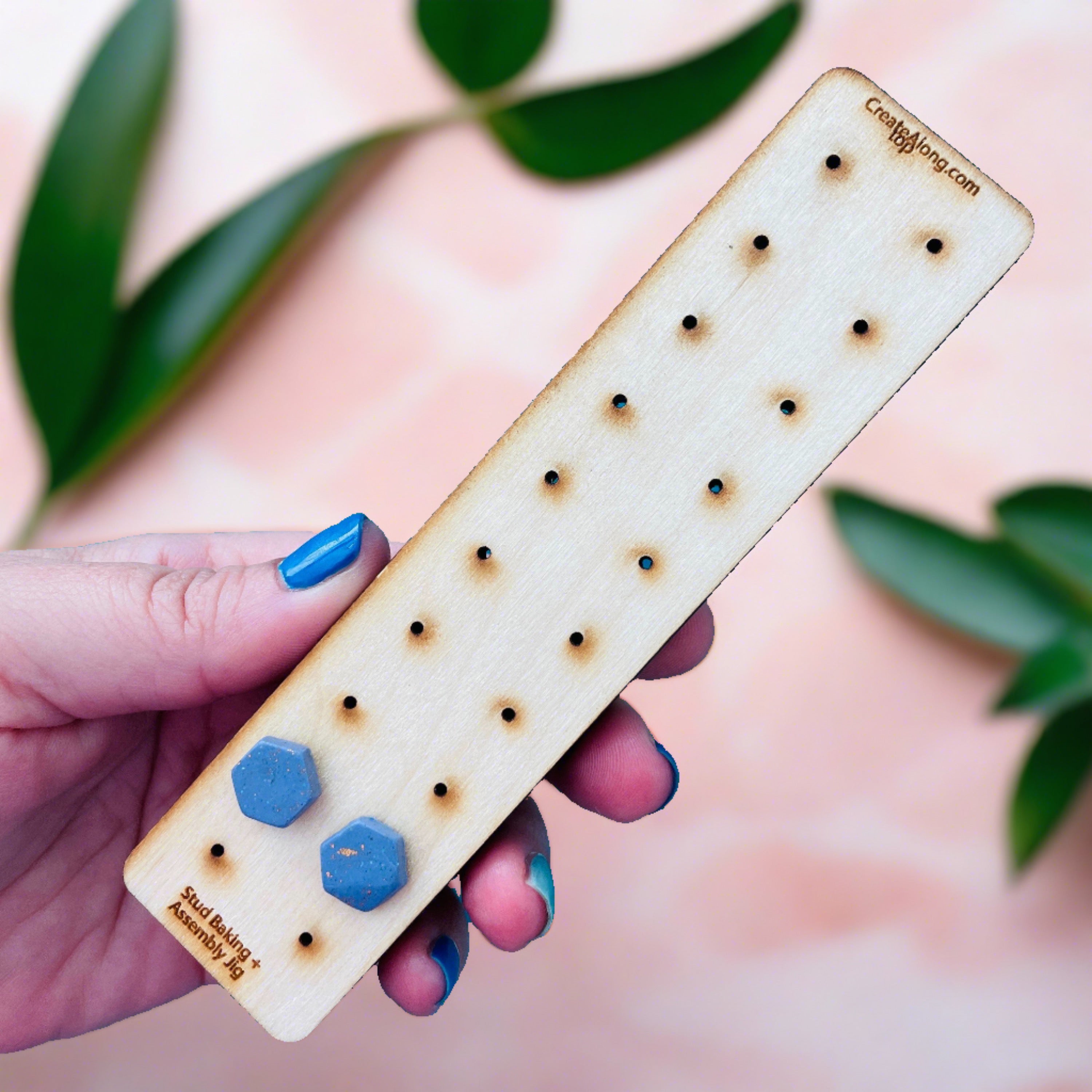 Stud earring assembly and baking jig tool support wood bake polymer cl ...