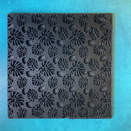 Tropical Leaves Monstera Rubber Stamp Texture Sheet Mat polymer clay metal clay mixed media art