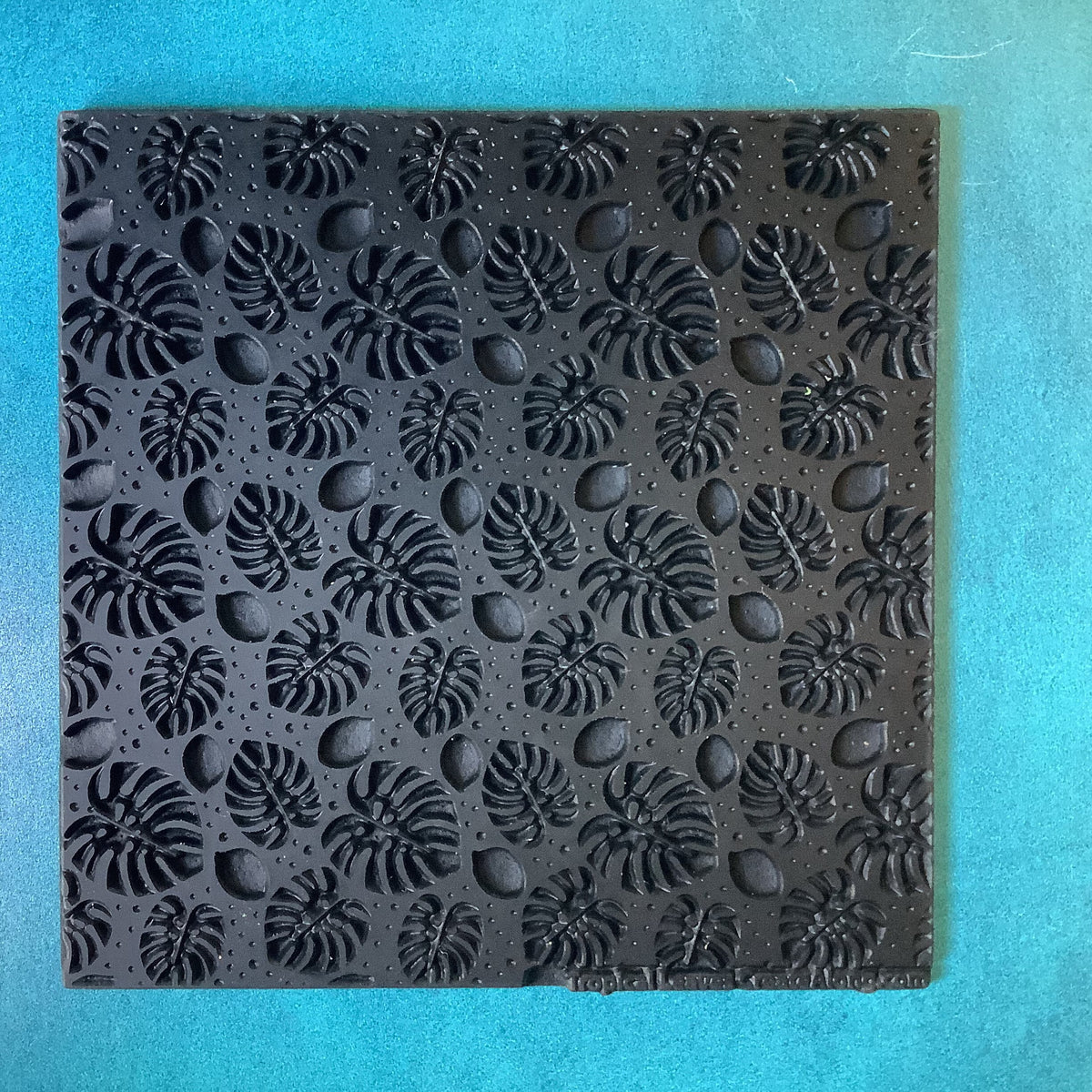 Tropical Leaves Monstera Rubber Stamp Texture Sheet Mat polymer clay metal clay mixed media art