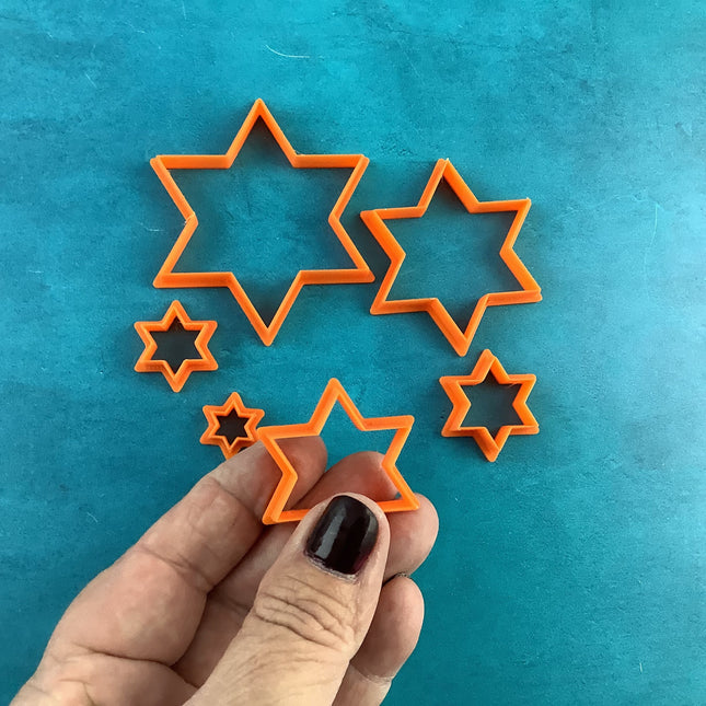 Hanukkah Star of David 6 polymer clay cutter set holiday clay earrings ornaments tags art - Create Along 