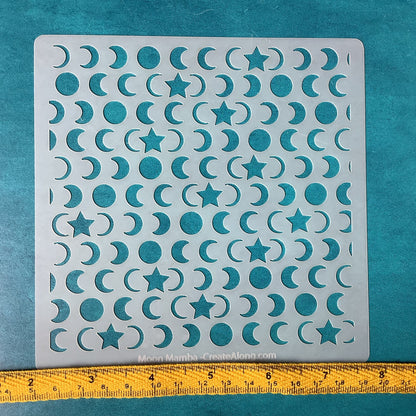 Clay Stencil Moon Mamba stencil mylar texture mat polymer clay pendant jewelry earrings ceramic paper mixed media - Create Along 