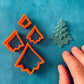 Christmas Earrings Stacked Trees Pine polymer clay cutter set clay earring holiday