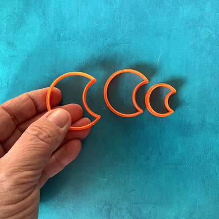 Waxing Moon Jewelry Sized set of 3 Cutters for Polymer Clay and Mixed Media DIY - Create Along 