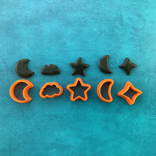 Celestial moon phase star witchy polymer clay cutter set for studs small and sharp