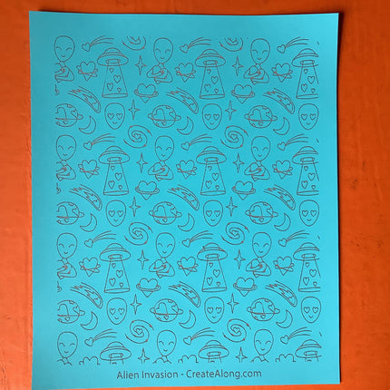 Silkscreen Alien Invasion Stencil Polymer Clay cute earring silk screen - Create Along 