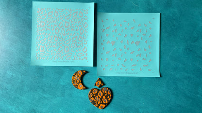 Layered silk screen stencil Large Leopard polymer clay pattern for earrings art decor journal covers silkscreen animal print - Create Along 