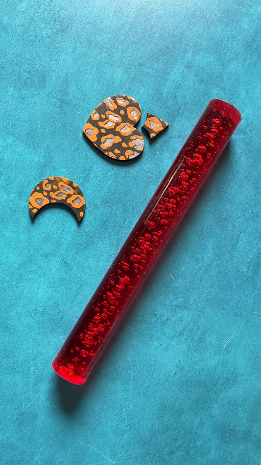 RED Acrylic Roller colorful bubbles rolling pin rod for polymer clay pastry earthen pottery ceramic porcelain dough cookies