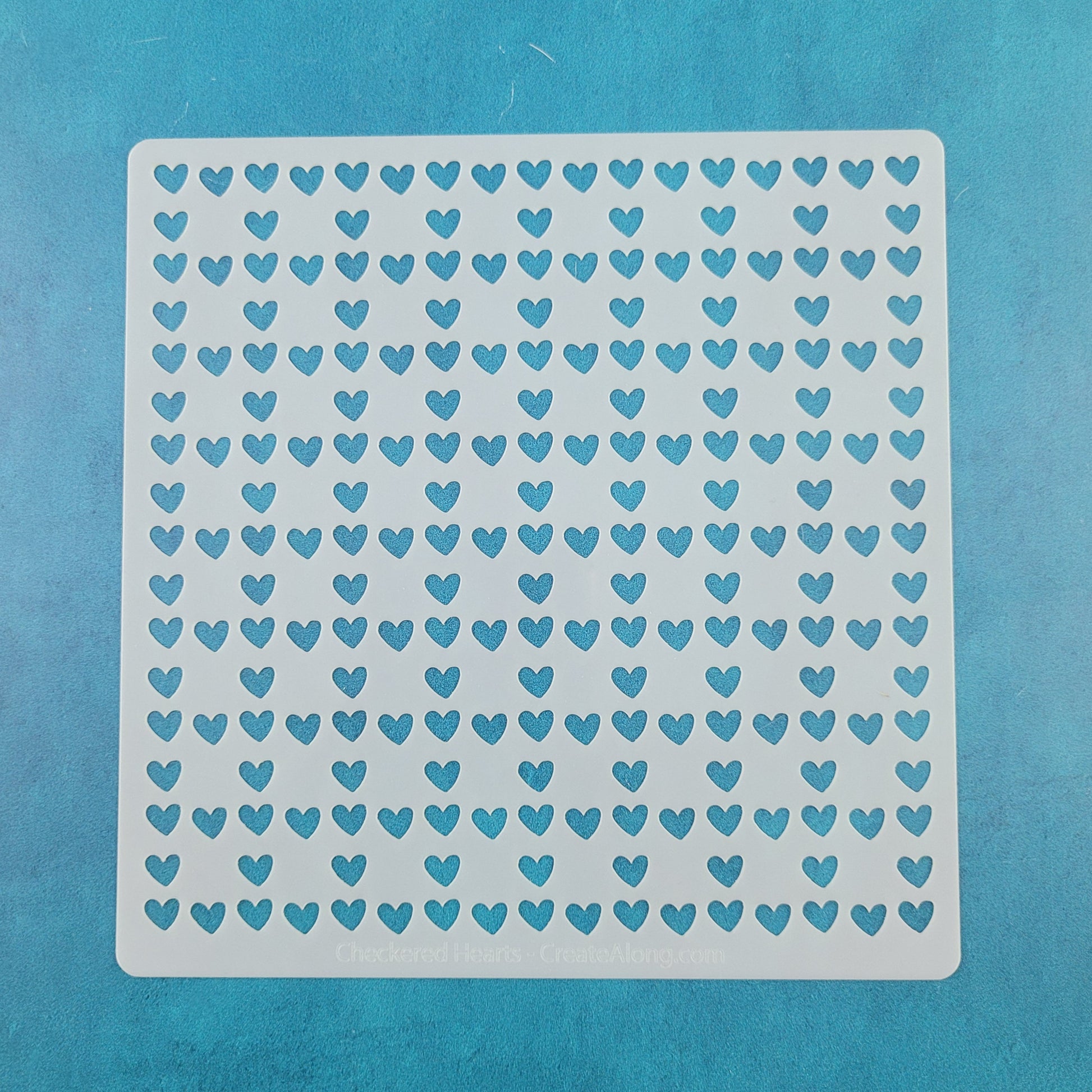 Stencil texture polymer clay jewelry crafting Checkered Hearts for Valentine's Day