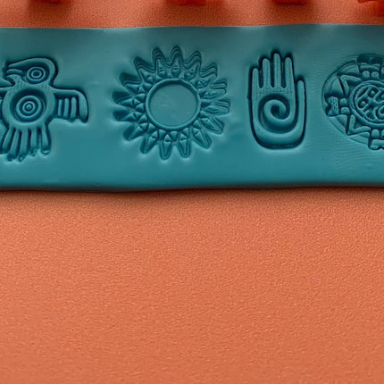 Texture Tips Stamps North American Symbols Set of 6 small stamp set for polymer clay and mixed media - Create Along 