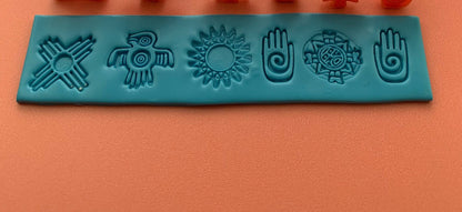 Texture Tips Stamps North American Symbols Set of 6 small stamp set for polymer clay and mixed media - Create Along 