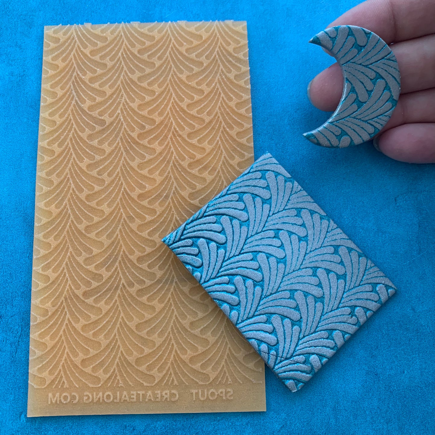 Art Deco Spout Texture Mat Silicone rubber Stamp for polymer clay paper Gelli plate and resin