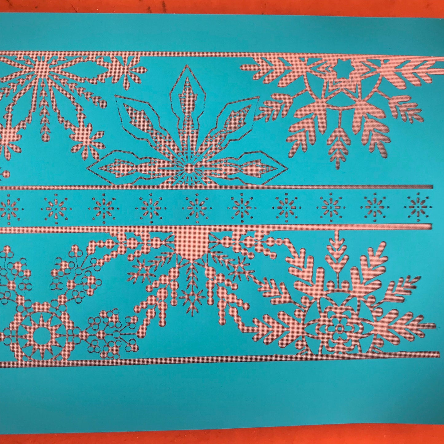 Snowflake Borders polymer clay Stencil Pattern winter snow