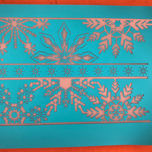 Snowflake Borders polymer clay Stencil Pattern winter snow