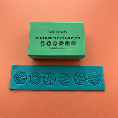 Texture Tips stamps Geo Spirals set of 6 small stamp set for polymer clay and mixed media