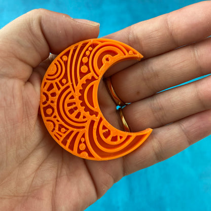 Boho Moon stamp for polymer clay and mixed media - Create Along 