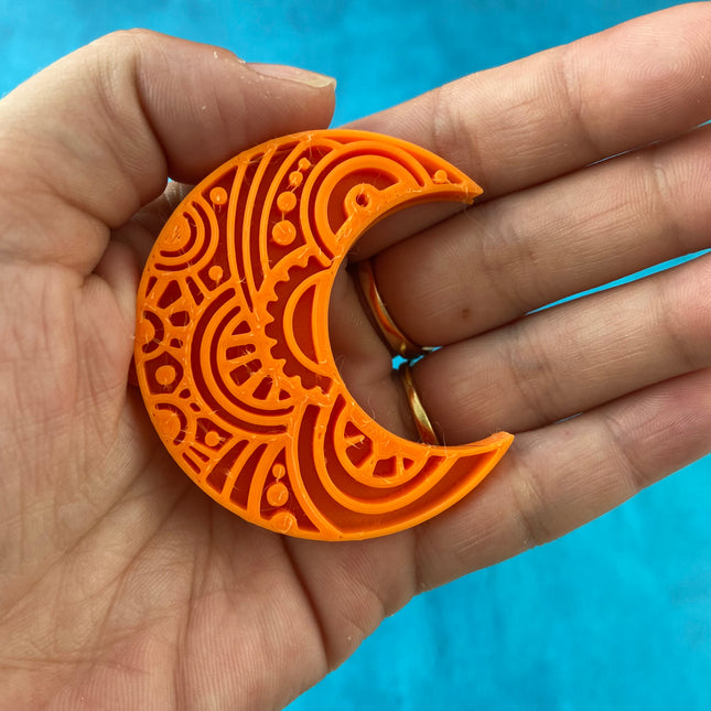 Boho Moon stamp for polymer clay and mixed media - Create Along 