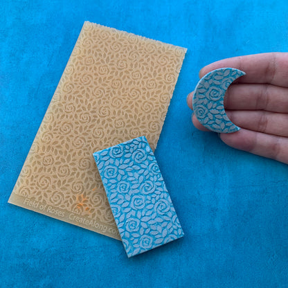 Field of Roses Texture Mat Silicone rubber Stamp for polymer clay paper Gelli plate and resin