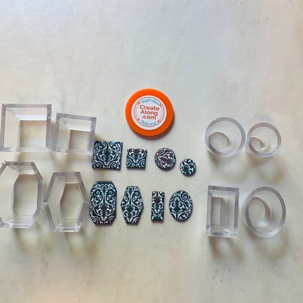Small Beveled Edge Mini set of 8 geometric polymer clay cutter set basics - Create Along 