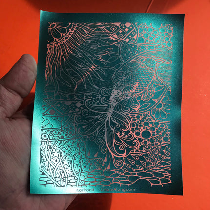 Koi Pond Gold Fish Silkscreen silk screen stencil For Crafting Polymer Clay + Mixed Media - Create Along 