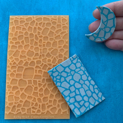 Rocky Road cobblestones Fairy door DIYTexture Mat Silicone rubber Stamp for polymer clay paper Gelli plate and resin - Create Along 