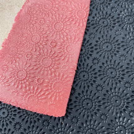 MexiFlowers Rubber Stamp Texture Sheet Mat for polymer clay metal clay mixed media art - Create Along 