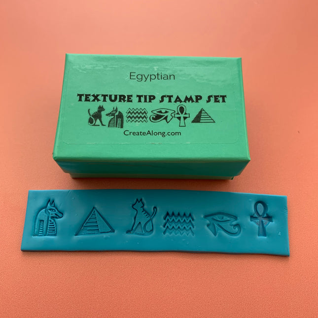 Texture Tips stamps Egyptian Set of 6 small stamp set for polymer clay and mixed media - Create Along 
