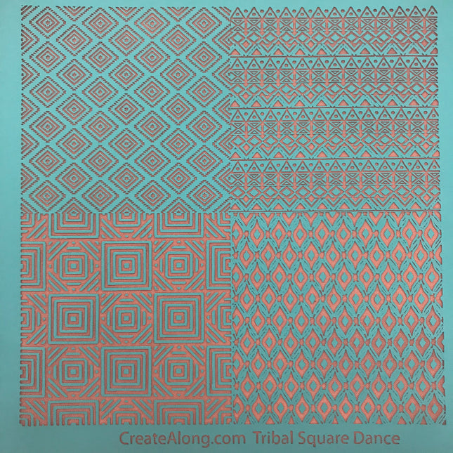 Silkscreen Stencil Tribal Squaredance Multi Image For Polymer Clay And Mixed Media - Create Along 