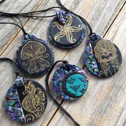 Silkscreen Cindi's Elegant Sea Life polymer clay Stencil Pattern - Create Along 