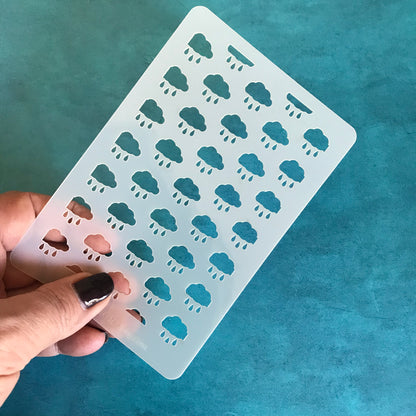 Rain Clouds Mylar Stencil texture sheet for polymer clay earrings art jewelry mixed media - Create Along 